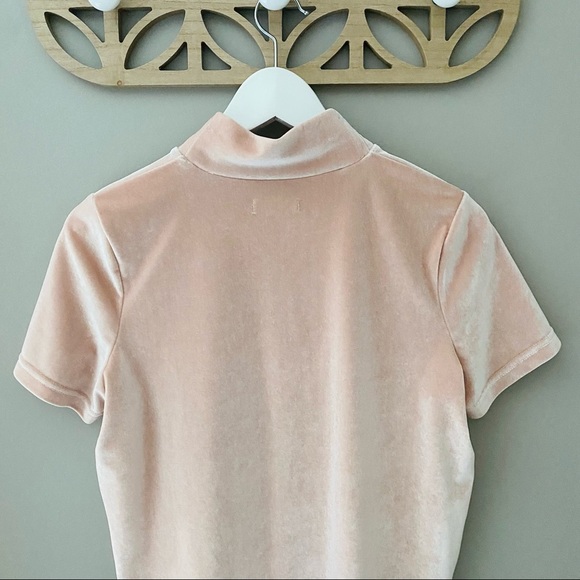 Madewell Velvet Mockneck Tee Shirt Pink Sz Small - Picture 6 of 8